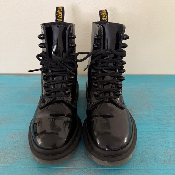 Dr. Martens Women's Pascal Black Patent Leather Lamper Boots Sz 6 - Picture 2 of 13